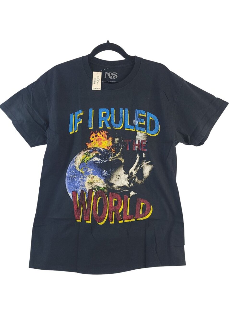 Nas "If I Ruled The World" Graphic T-Shirt Black Medium 100% Cotton